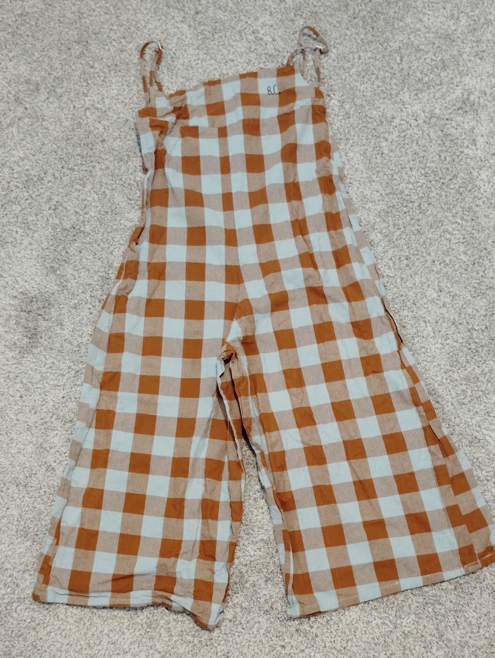 Bobo Choses Rust & Cream Tie-Shoulder Wide-Leg Overalls